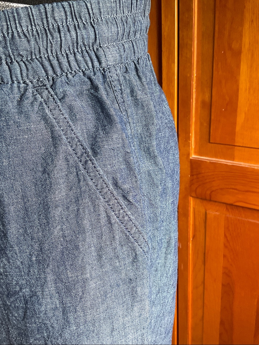 croft & barrow Navy Blue Wide-Leg Drawstring Linen-Blend Pants - Picture 2 of 8
